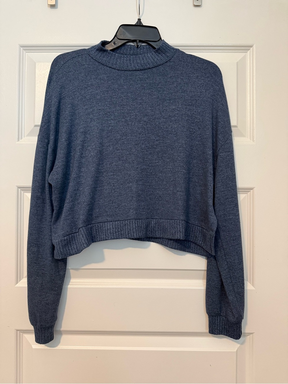 So Mock Neck Cropped Lightweight Soft Sweater